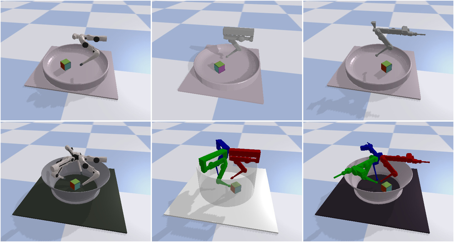 Screenshots of different (Tri)Finger robots in simulation